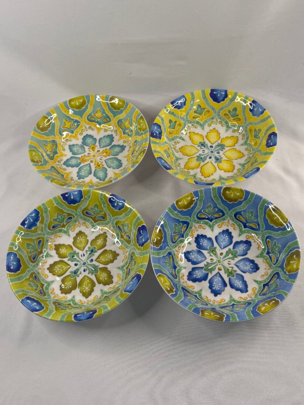 4 Laurie Gates Moroccan Boho Melamine Cereal Soup Bowls 7.5" Diameter #4135